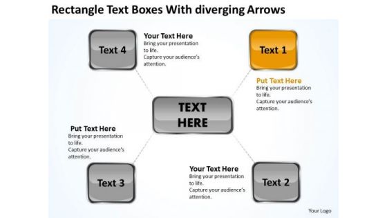 Rectangle Text Boxes With Diverging Arrows Business Circular Flow Network PowerPoint Templates