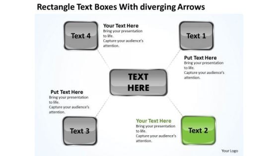 Rectangle Text Boxes With Diverging Arrows Chart Circular Flow Network PowerPoint Templates