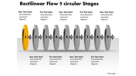 Rectilinear Flow 9 Circular Stages Free Charts PowerPoint Slides