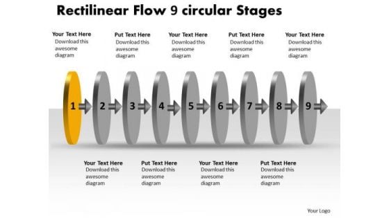 Rectilinear Flow 9 Circular Stages Free Charts PowerPoint Slides Rectilinear Flow 9 Circular Stages Free Charts PowerPoint Slides