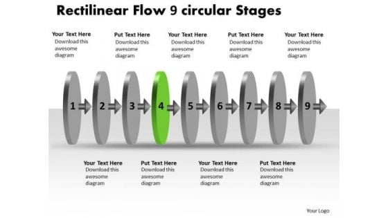 Rectilinear Flow 9 Circular Stages Tech Support Chart PowerPoint Slides