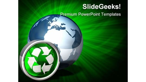 Recycle Icon Globe PowerPoint Backgrounds And Templates 1210