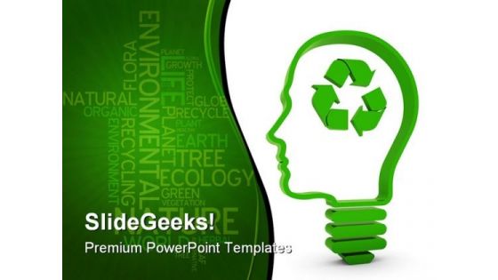 Recycling Brain Business PowerPoint Template 0810