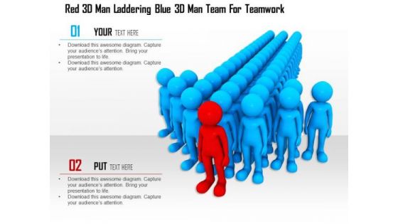 Red 3d Man Laddering Blue 3d Man Team For Teamwork