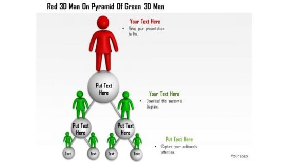 Red 3d Man On Pyramid Of Green 3d Men