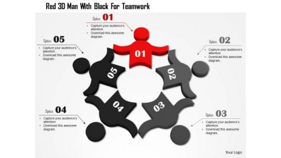 Red 3d Man With Black For Teamwork