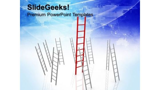 Red And Silver Glossy Ladders Business PowerPoint Templates And PowerPoint Themes 1012