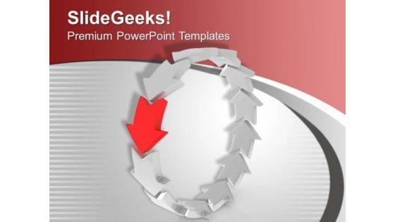 Red And White Arrows In Round Shape PowerPoint Templates Ppt Backgrounds For Slides 1212
