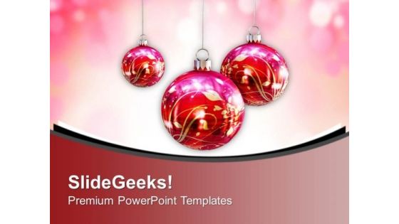 Red And White Christmas Balls Decoration PowerPoint Templates Ppt Backgrounds For Slides 0113