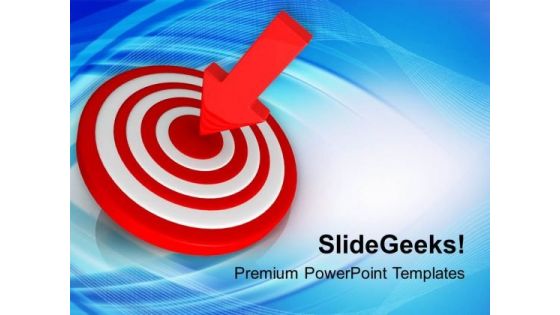 Red Arrow Hitting On Target PowerPoint Templates Ppt Backgrounds For Slides 0213