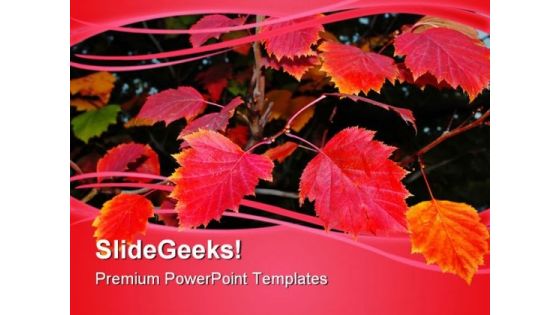 Red Autumn Leaves Nature PowerPoint Themes And PowerPoint Slides 0411