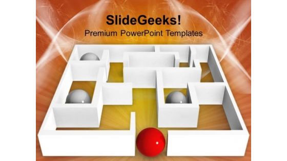 Red Ball Entering A Maze Leadership PowerPoint Templates Ppt Backgrounds For Slides 0313