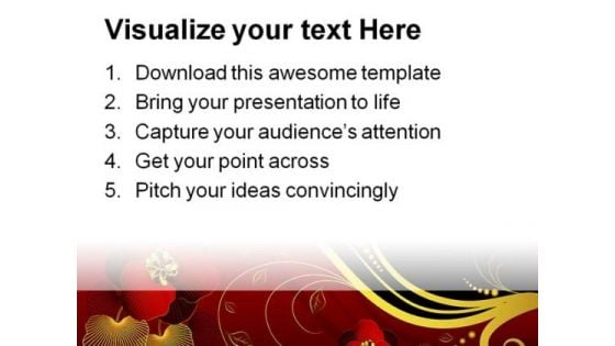 Red Black And Golden Floral Background PowerPoint Themes And PowerPoint Slides 0411