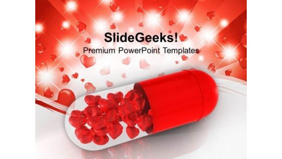 Red Capsule With Red Hearts PowerPoint Templates Ppt Backgrounds For Slides 0213