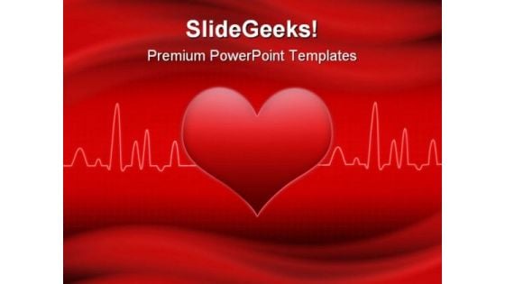 Red Cardiogram Heart Medical PowerPoint Backgrounds And Templates 1210