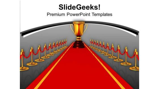 Red Carpet Path To Trophy Winner PowerPoint Templates Ppt Backgrounds For Slides 0313