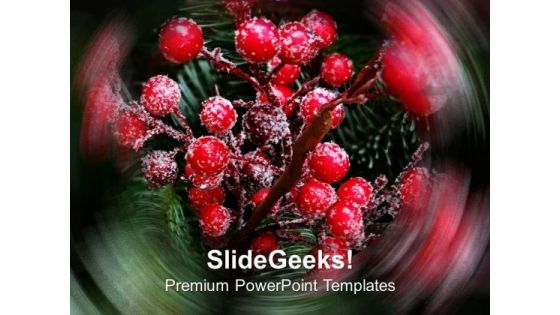 Red Christmas Berries PowerPoint Templates Ppt Backgrounds For Slides 0513