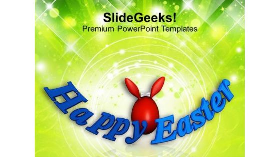 Red Easter Bunny Egg Holiday PowerPoint Templates Ppt Backgrounds For Slides 0313