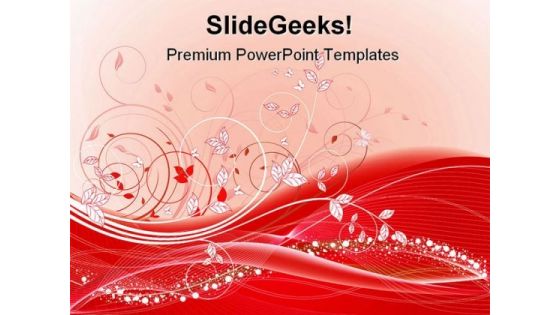 Red Floral Abstract Beauty PowerPoint Template 0910