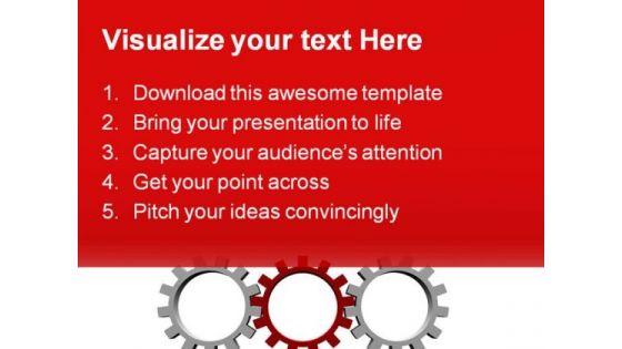 Red Gear Leadership PowerPoint Template 0810