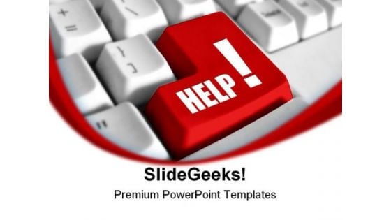 Red Help Button Metaphor PowerPoint Themes And PowerPoint Slides 0811