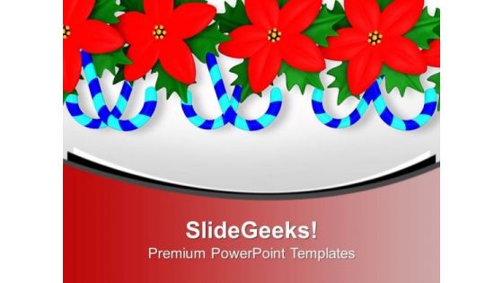 Red Holy Flowers With Candy Cane Design PowerPoint Templates Ppt Backgrounds For Slides 0113