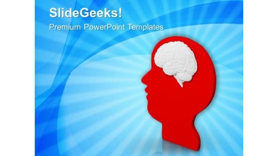 Red Human Face With Brain PowerPoint Templates Ppt Backgrounds For Slides 0713