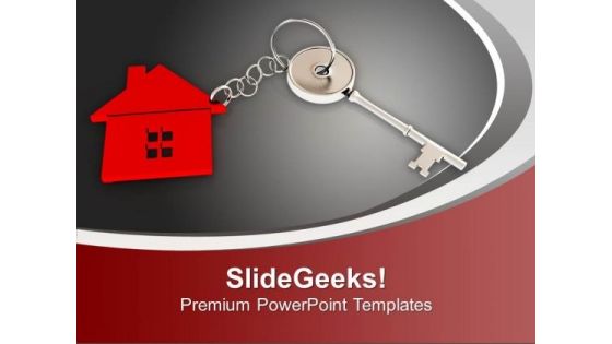 Red Key Chain In Form Of House PowerPoint Templates Ppt Backgrounds For Slides 0213
