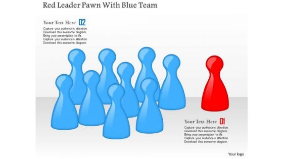 Red Leader Pawn With Blue Team PowerPoint Template Red Leader Pawn With Blue Team PowerPoint Template