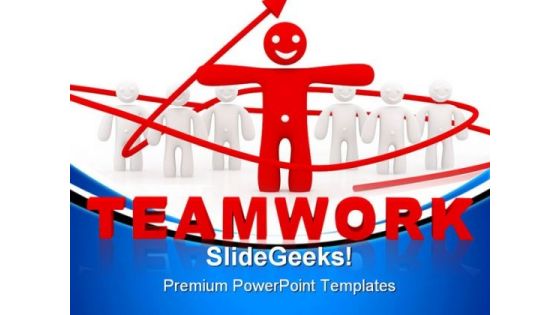 Red Leader Teamwork Leadership PowerPoint Themes And PowerPoint Slides 0811