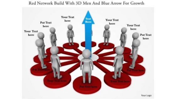 Red Network Build With 3d Men And Blue Arrow For Growth