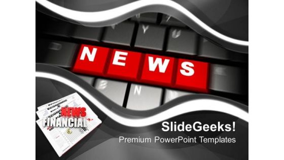 Red News Word On Keyboard PowerPoint Templates Ppt Backgrounds For Slides 0113