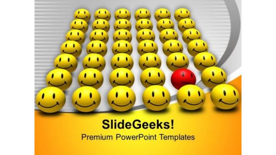 Red Odd One Out Smiley Happiness PowerPoint Templates Ppt Backgrounds For Slides 0313