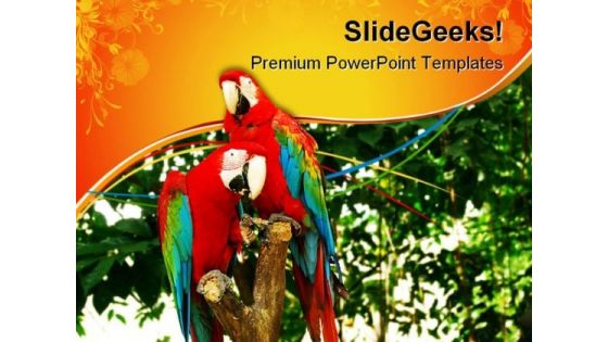 Red Parrots Animals PowerPoint Templates And PowerPoint Backgrounds 0611