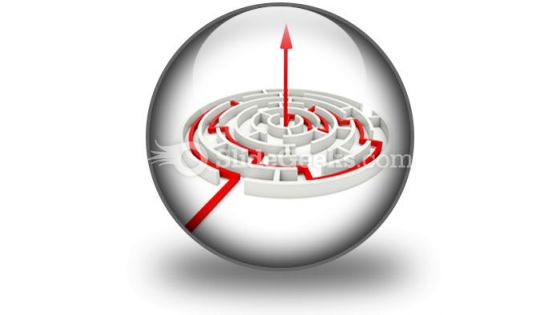 Red Path Across Round Labyrinth PowerPoint Icon C