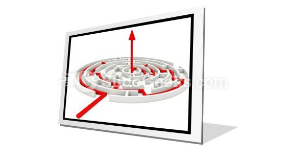 Red Path Across Round Labyrinth PowerPoint Icon F