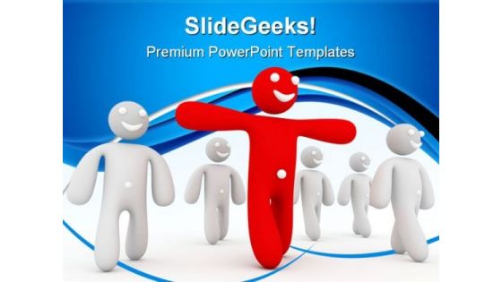 Red Person Leads Leadership PowerPoint Templates And PowerPoint Backgrounds 0611