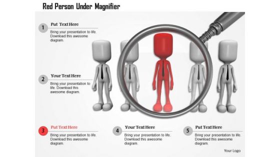 Red Person Under Magnifier PowerPoint Templates