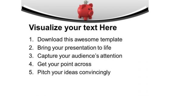 Red Piggy Bank With Dollar Notes PowerPoint Templates Ppt Backgrounds For Slides 0213