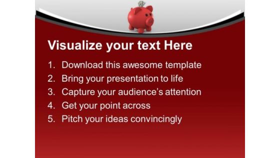 Red Piggy Bank With Dollar Notes PowerPoint Templates Ppt Backgrounds For Slides 0213