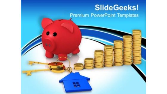 Red Piggy Bank With Stack Of Gold Coins PowerPoint Templates Ppt Backgrounds For Slides 0213