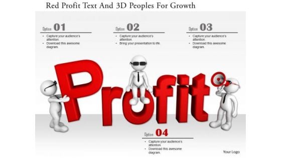 Red Profit Text And 3d Peoples For Growth