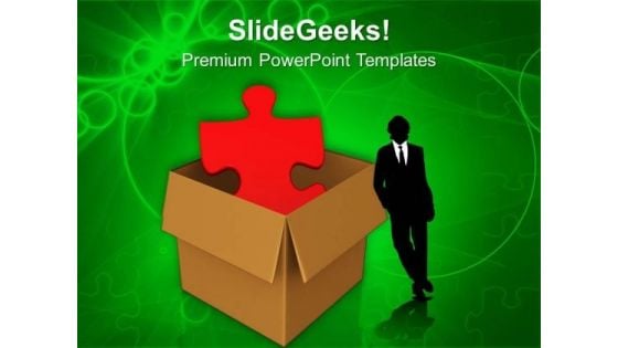 Red Puzzle In Cardboard Box PowerPoint Templates Ppt Backgrounds For Slides 0113