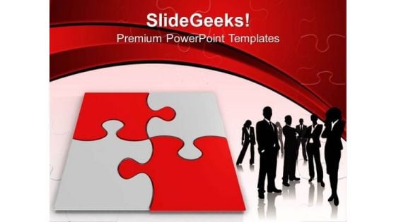 Red Puzzle With Businessmen Standing PowerPoint Templates Ppt Backgrounds For Slides 0313