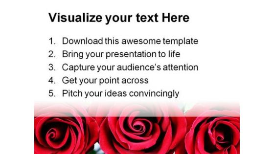 Red Roses Beauty PowerPoint Template 0610