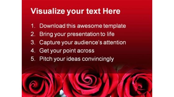 Red Roses Beauty PowerPoint Template 0610