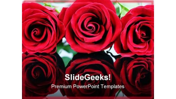 Red Roses Beauty PowerPoint Template 0610