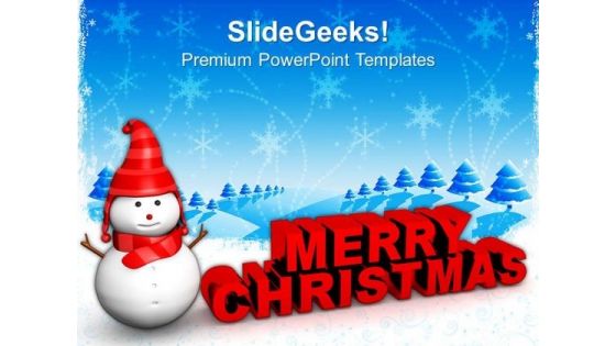 Red Snowman With Merry Christmas Holidays PowerPoint Templates Ppt Background For Slides 1112