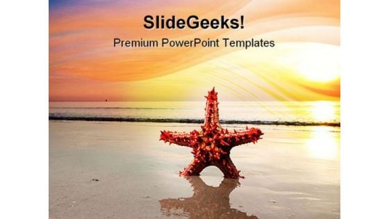 Red Starfish Beach PowerPoint Templates And PowerPoint Backgrounds 0811