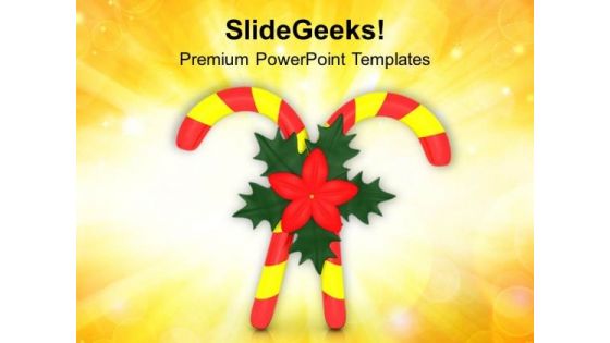 Red Yellow Candy Cane With Red Flower PowerPoint Templates Ppt Backgrounds For Slides 1212 Red Yellow Candy Cane With Red Flower PowerPoint Templates Ppt Backgrounds For Slides 1212